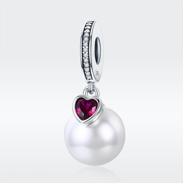 925 Ezüst charm & medál - Szív gyöngy