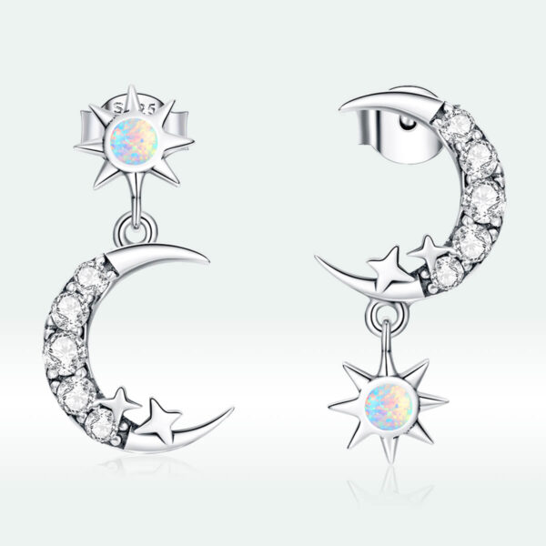 925 Ezüst fülbevaló - Csillagos hold