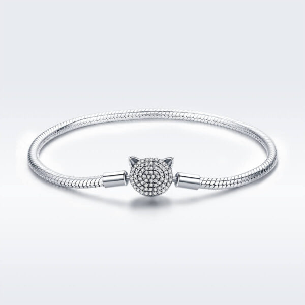 925 Ezüst karkötő - Aranyos macska