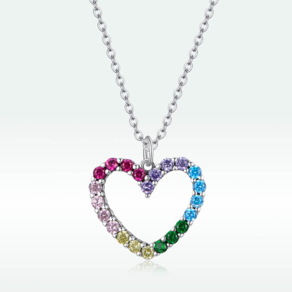 925 Ezüst nyaklánc - Szivárvány szív