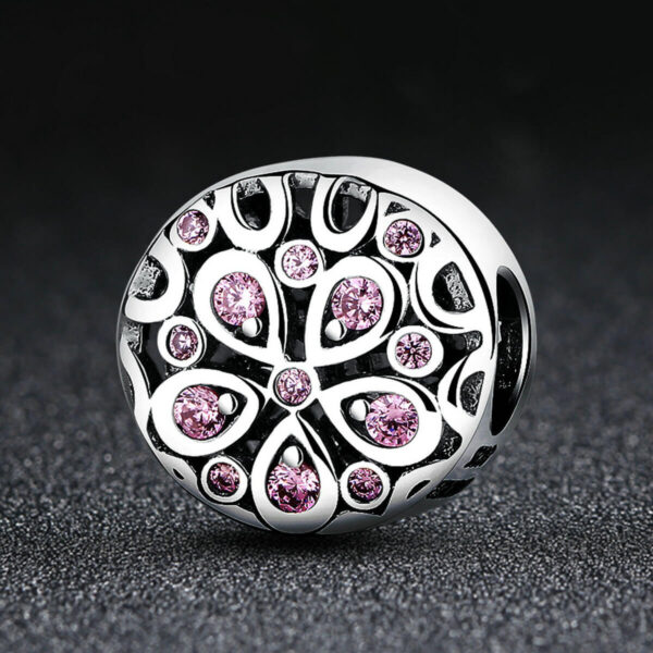 925 Ezüst charm - Kora nyár rózsaszín