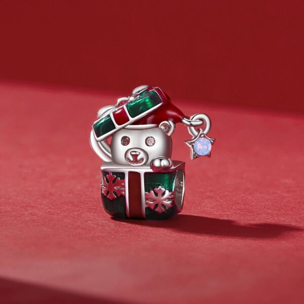 925 Ezüst charm - Karácsonyi maci